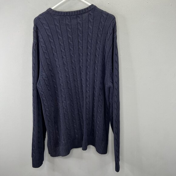 Chaps Cable Knit Sweater XXL Men Navy Blue Cotton Pullover - Picture 3 of 4
